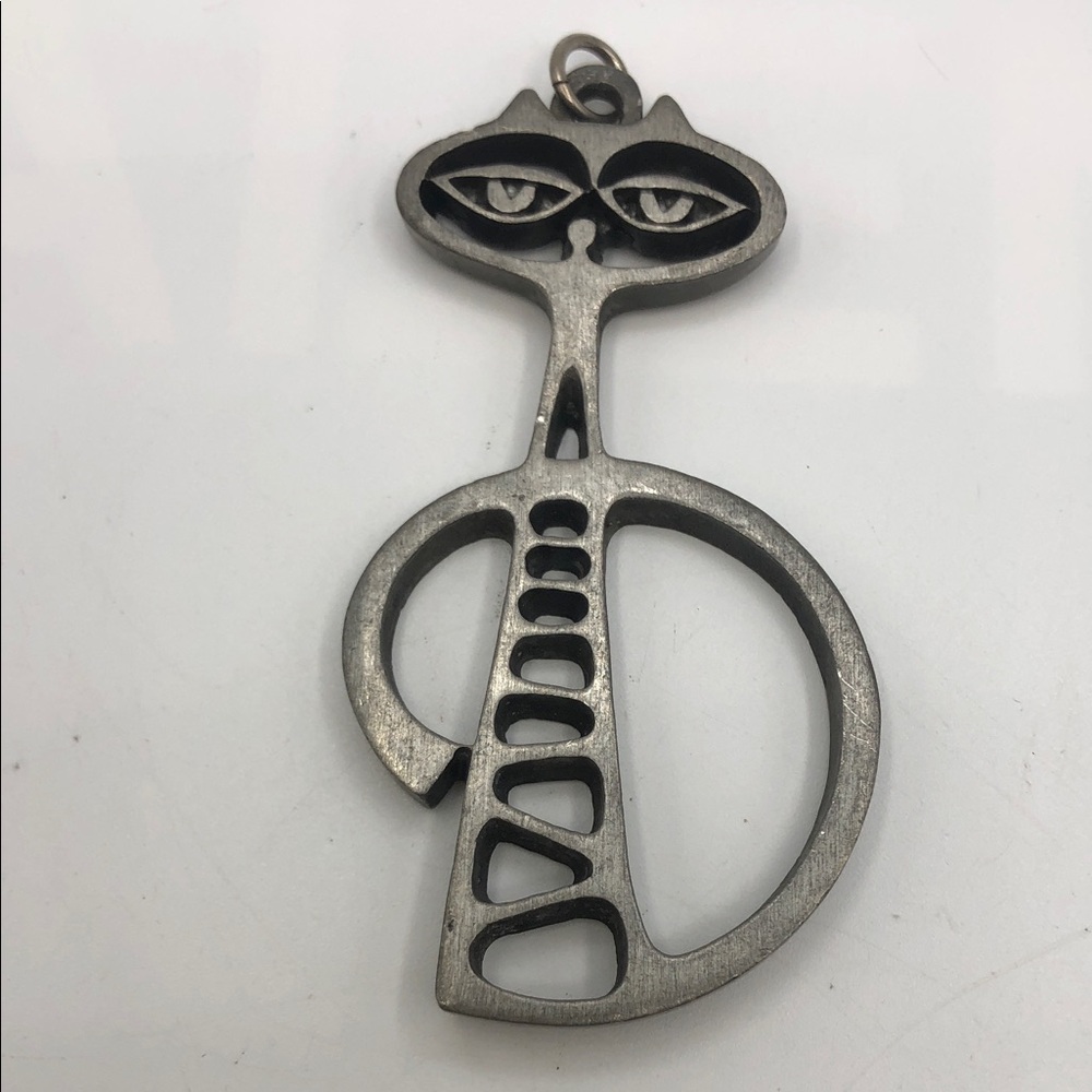 Whimsical abstract cat -figure pendant Marked Sweden Vintage